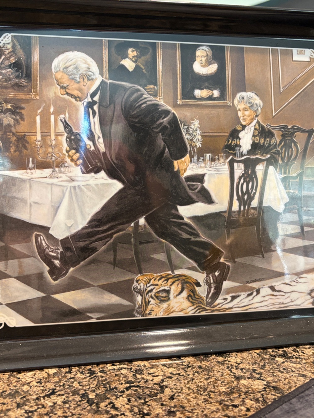 Plastic serving tray with picture “dinner for one”
